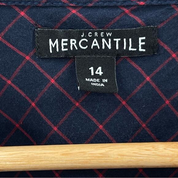 J. Crew Mercantile Pintuck Pleated Ruffle Collar 1/4 Button Cotton Shirt Size 14 - Picture 7 of 8